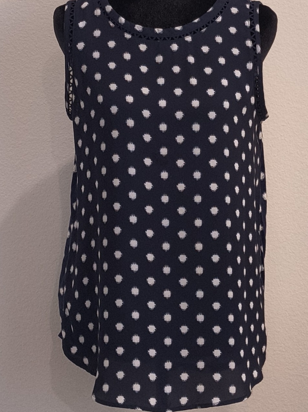 LOFT Navy Polka Dot Sleeveless Tank